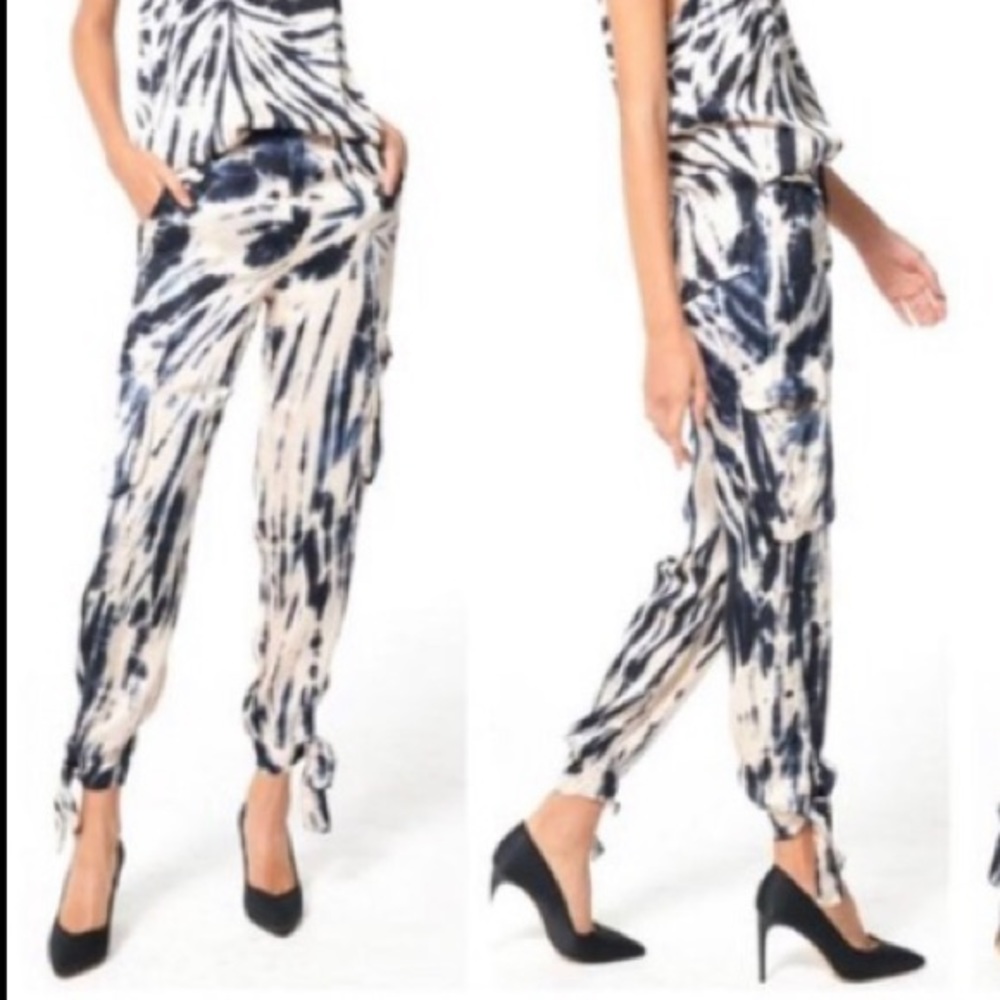 Young Fabulous & Broke Navy and Cream Tie-Dye Track Joggers